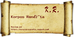 Korpos Renáta névjegykártya